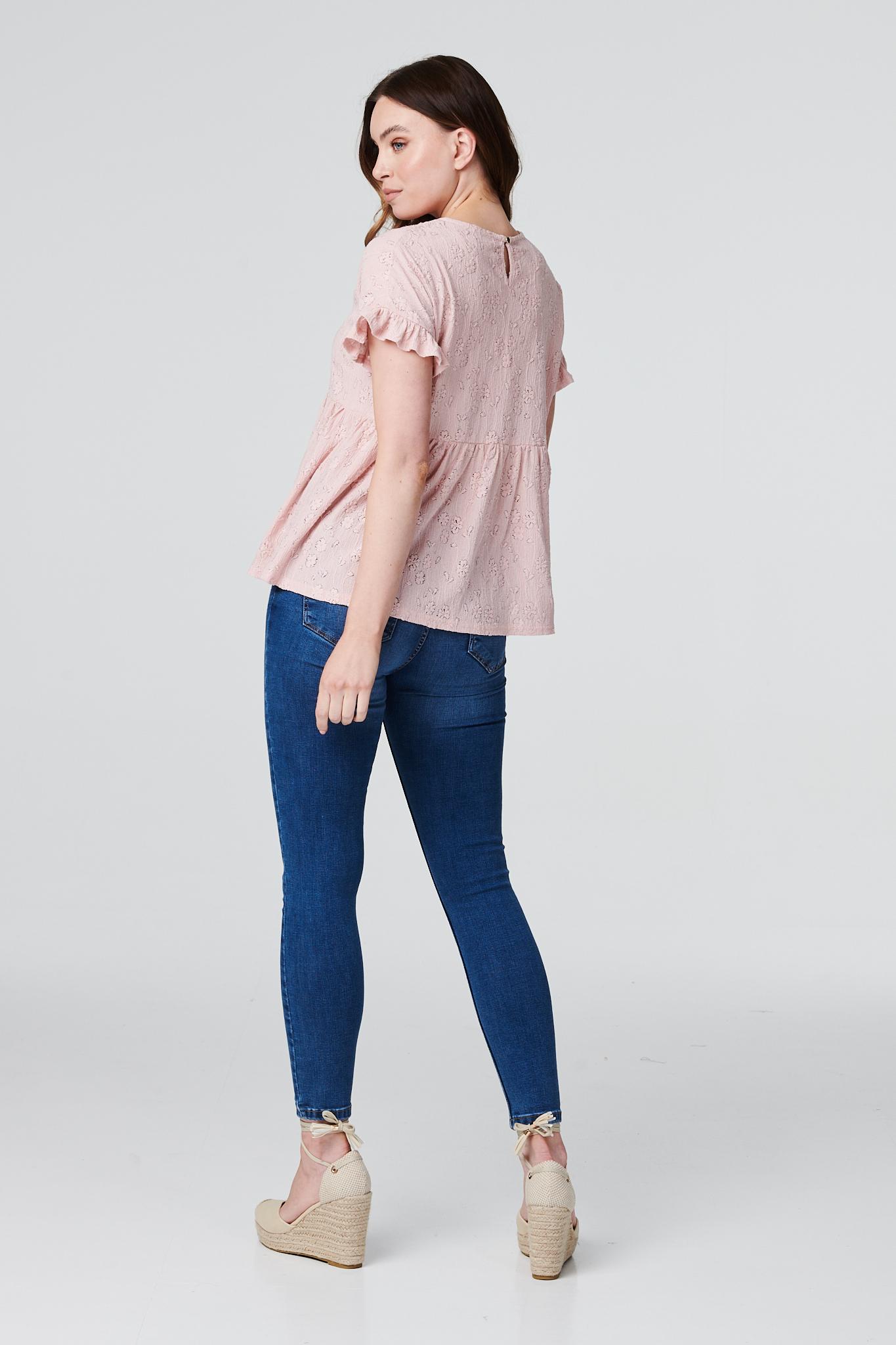 Pink | Floral Frill Sleeve Smock Top