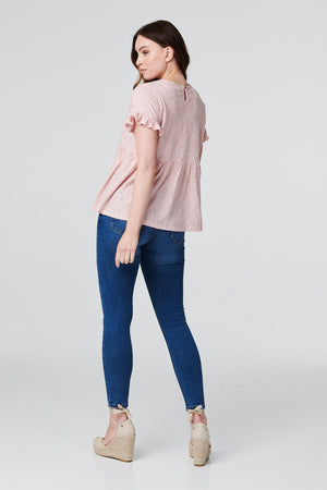 Pink | Floral Frill Sleeve Smock Top