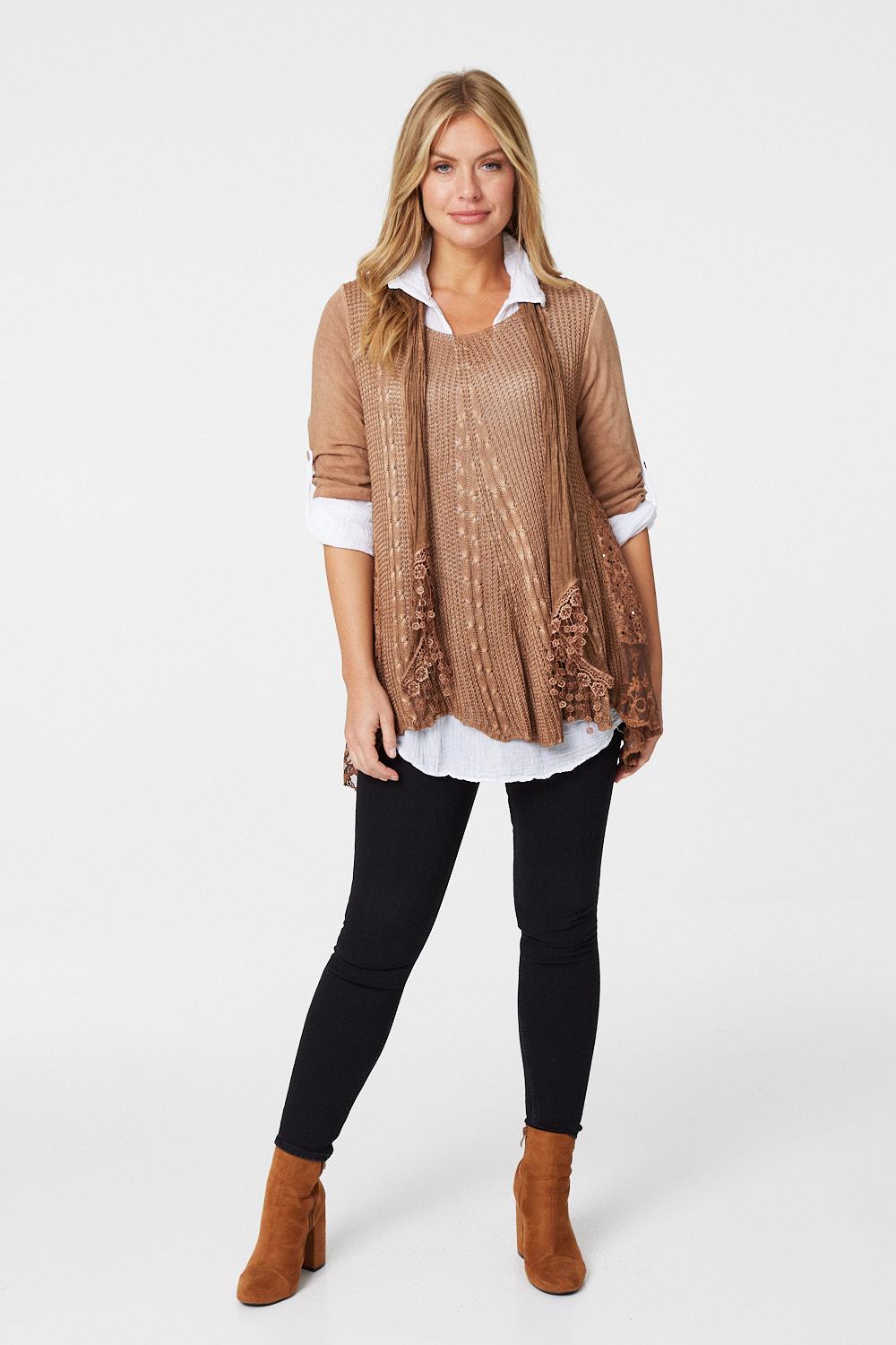 Beige | Oversized Layered Tunic Shirt