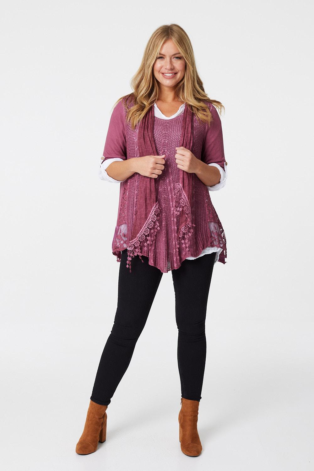 Pink | Oversized Layered Tunic Shirt