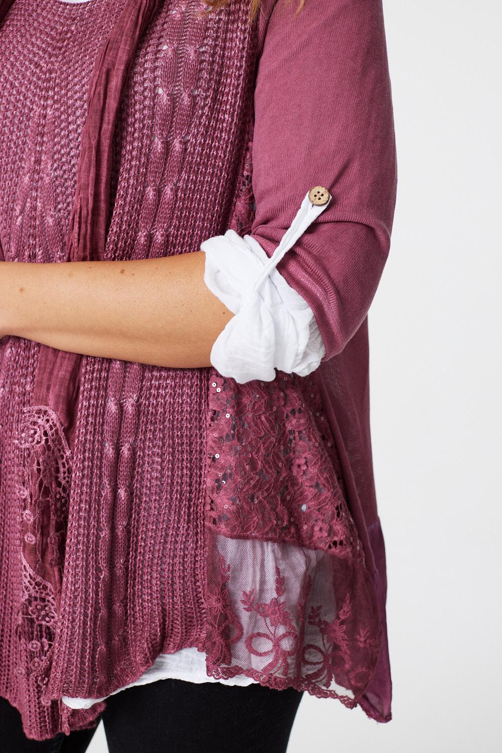 Pink | Oversized Layered Tunic Shirt