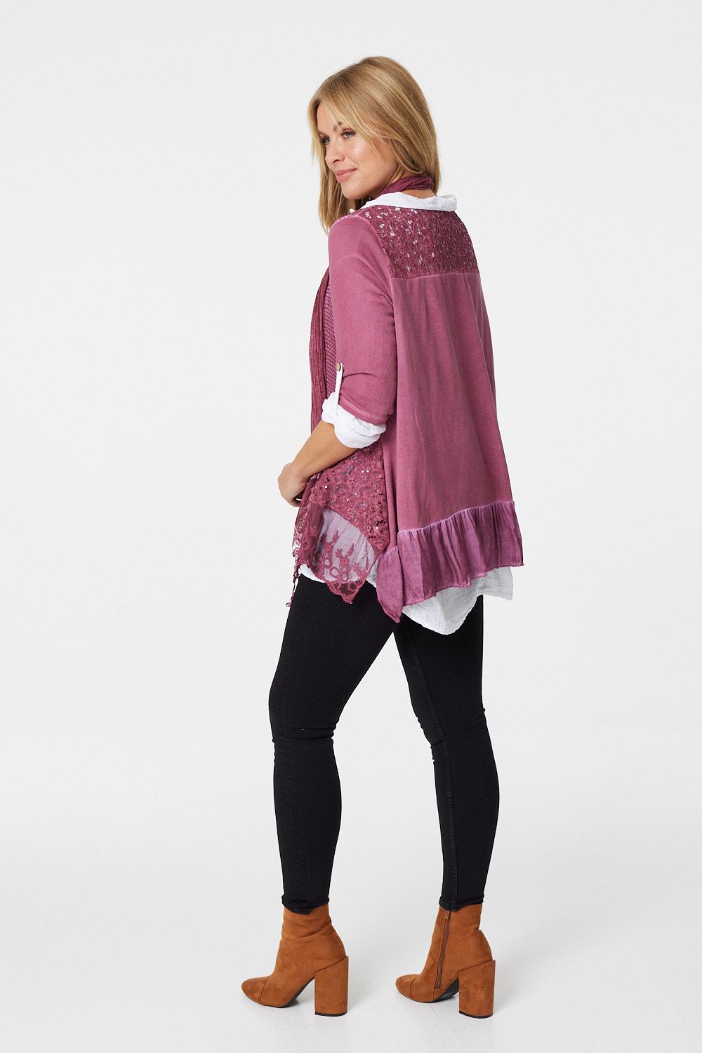 Pink | Oversized Layered Tunic Shirt