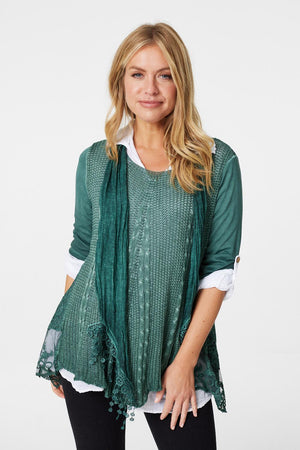 Green | Oversized Layered Tunic Shirt