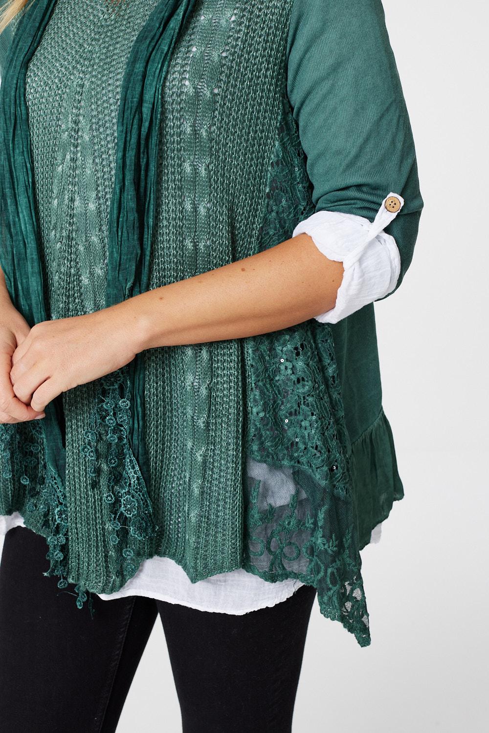 Green | Oversized Layered Tunic Shirt