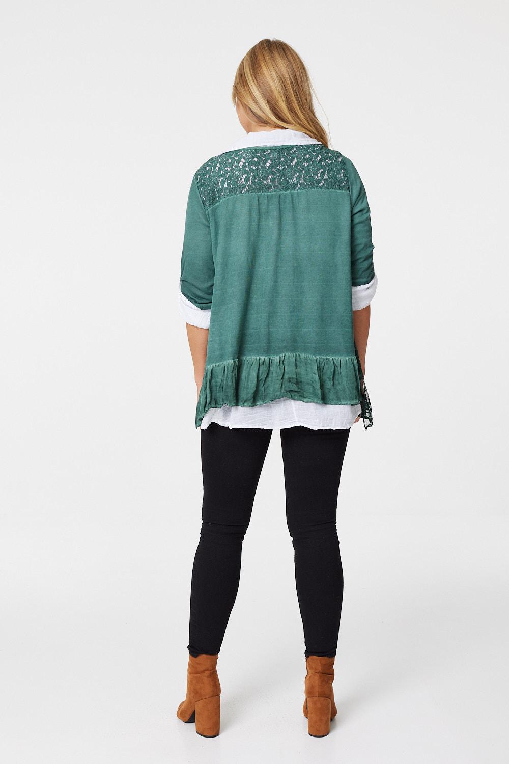 Green | Oversized Layered Tunic Shirt