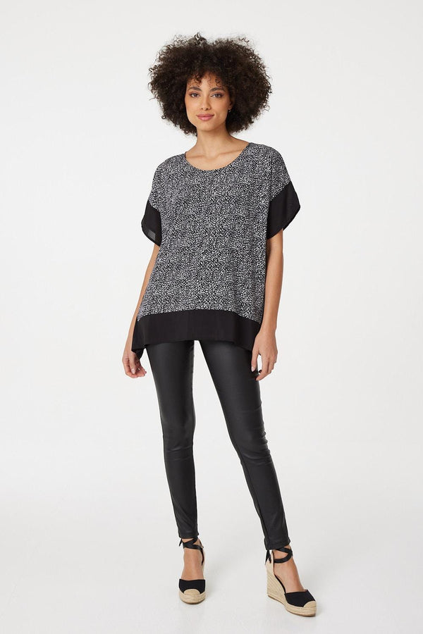 Black | Leopard Print Poncho Blouse Top