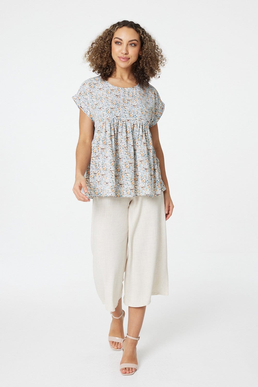 Green | Ditsy Floral Oversized Smock Top