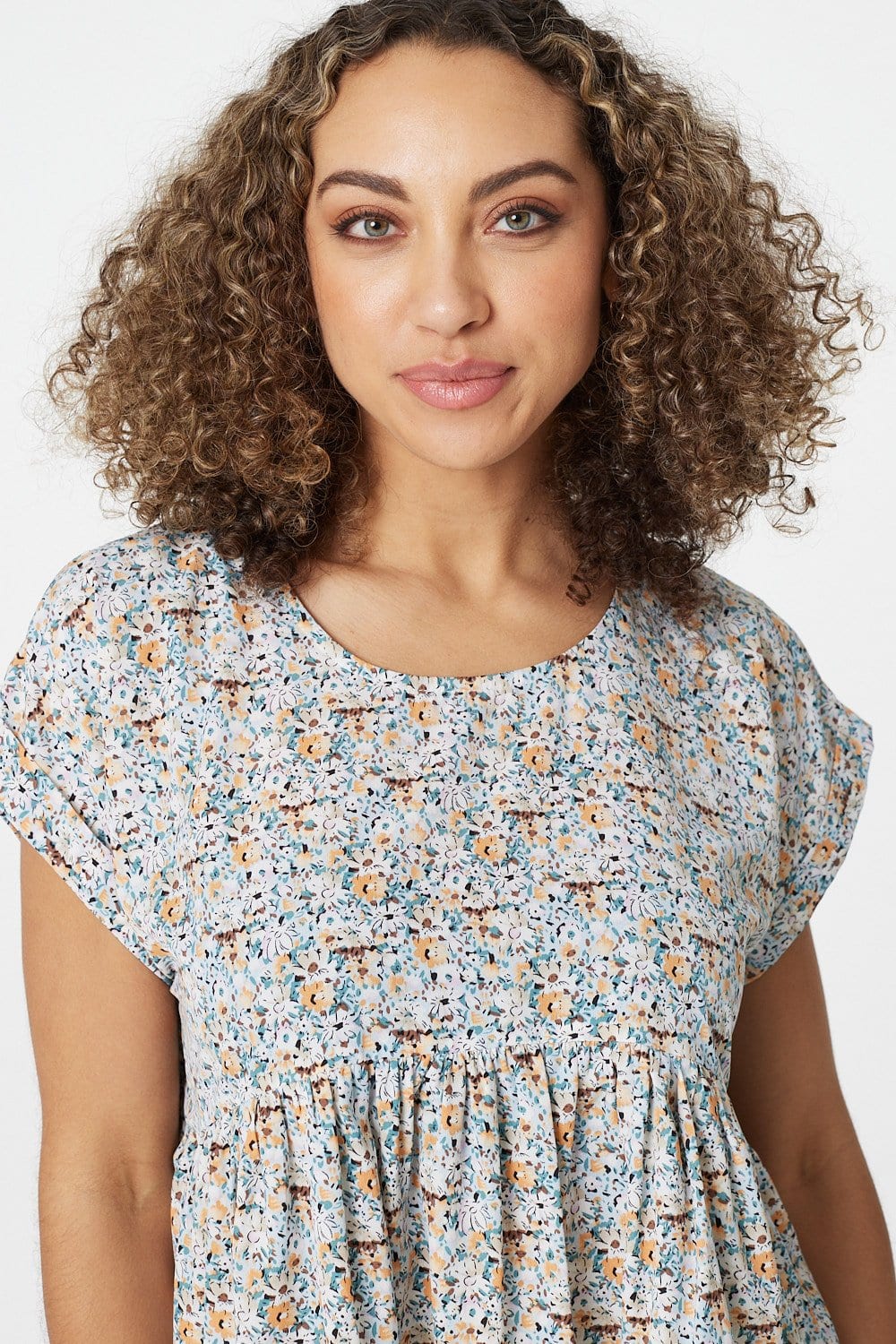 Green | Ditsy Floral Oversized Smock Top