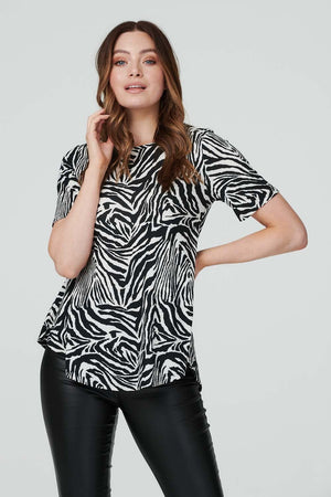 Black And White | Zebra Print Short Sleeve T-Shirt