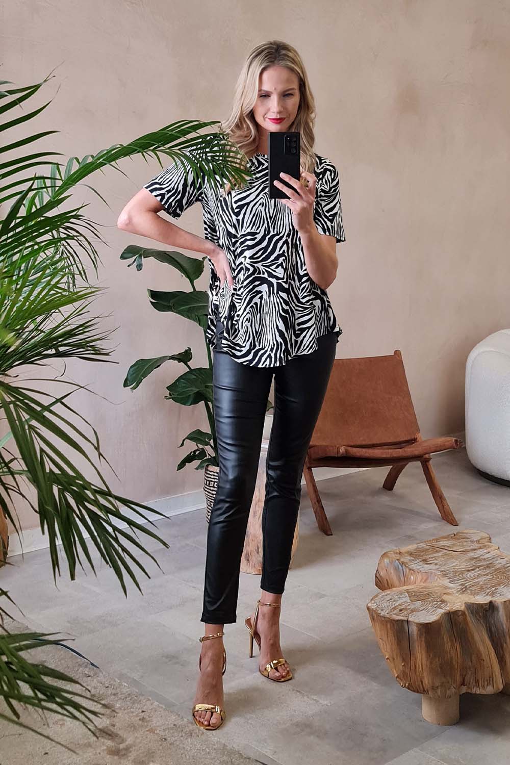 Black And White | Zebra Print Short Sleeve T-Shirt