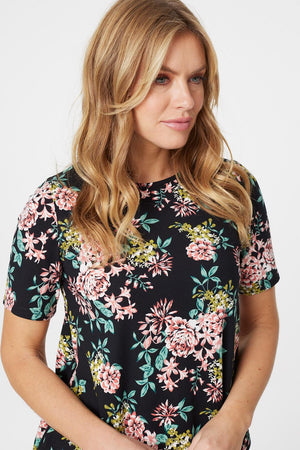 Floral Curve Hem T-Shirt