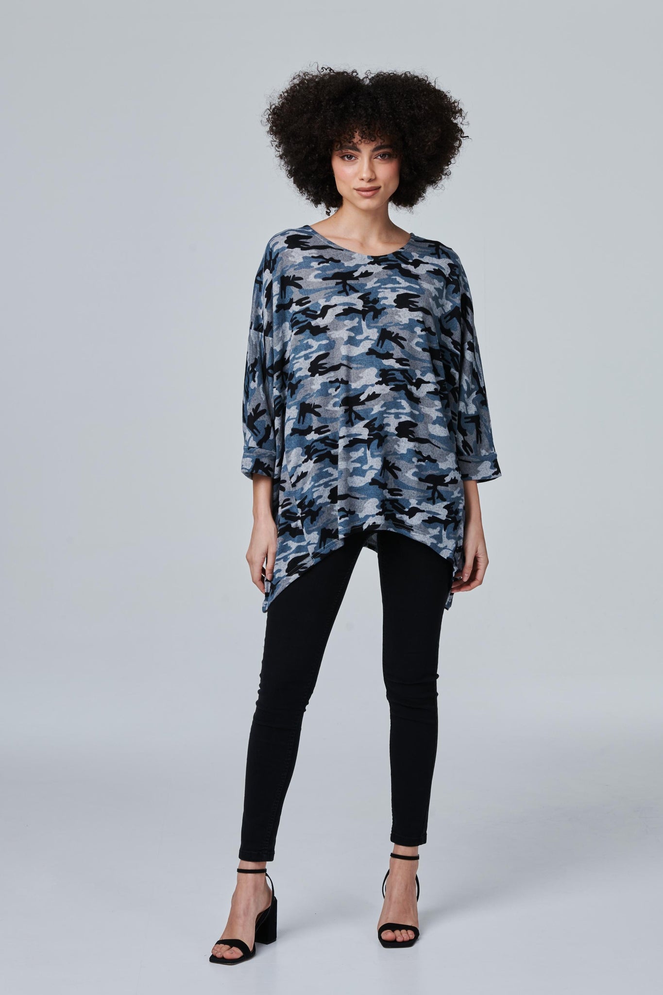 Grey | Printed Oversized Swing Top