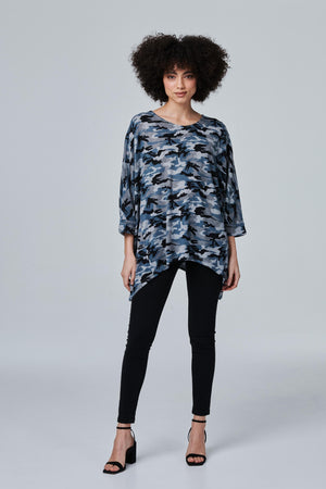 Grey | Printed Oversized Swing Top
