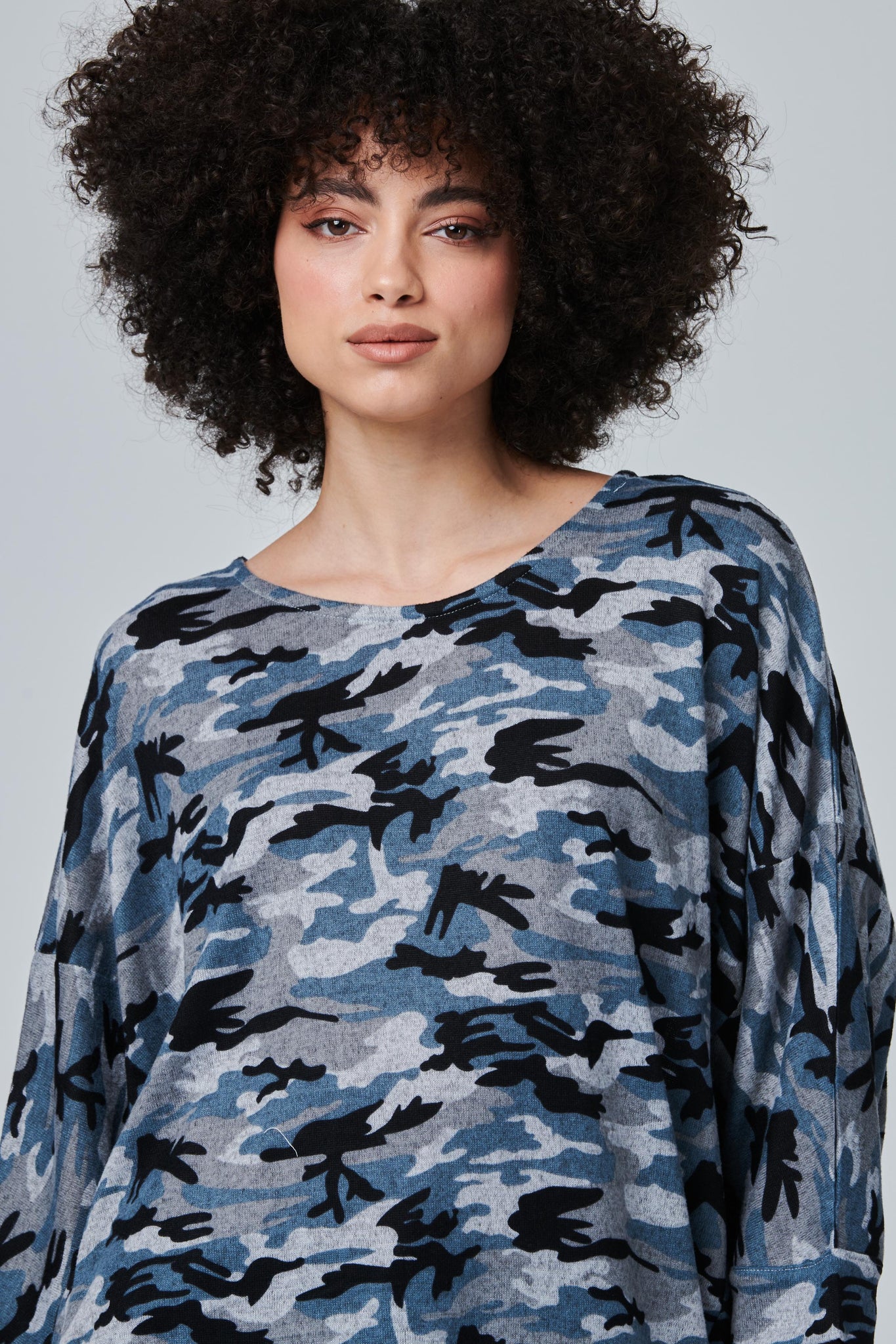 Grey | Printed Oversized Swing Top