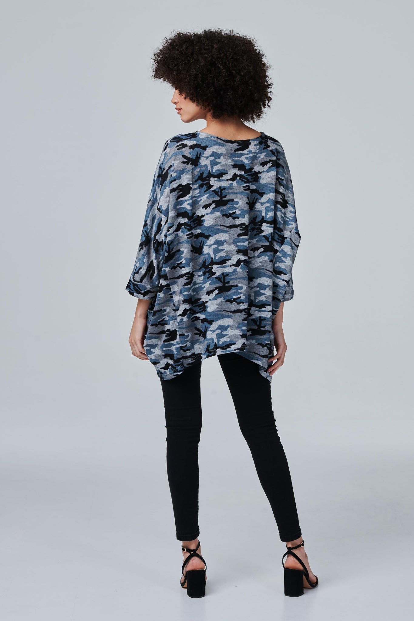 Grey | Printed Oversized Swing Top