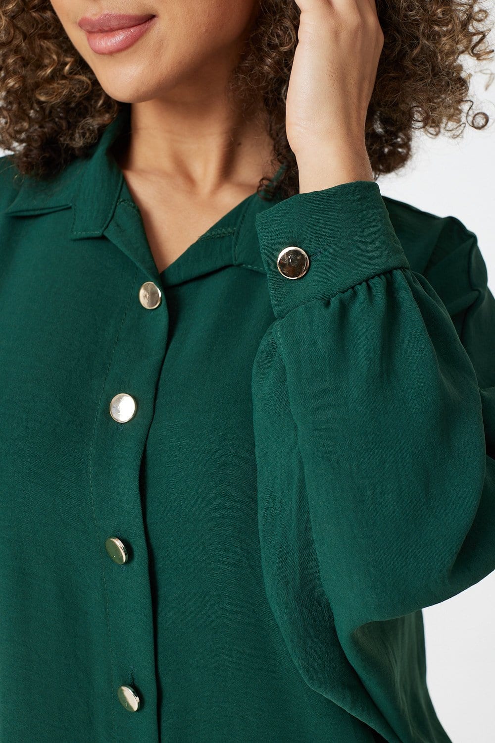 Green | Button Front Longline Shirt
