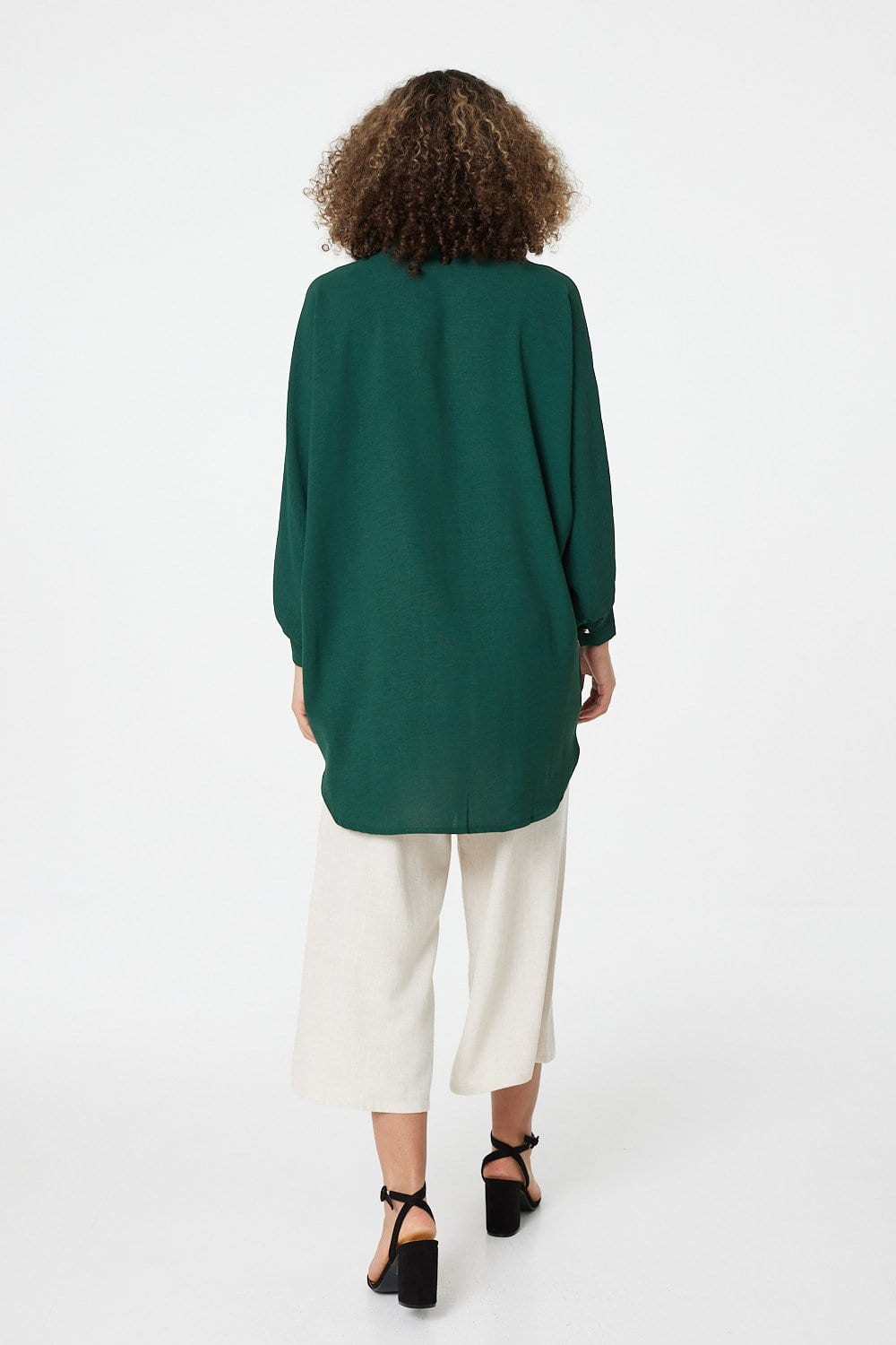 Green | Button Front Longline Shirt
