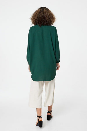 Green | Button Front Longline Shirt
