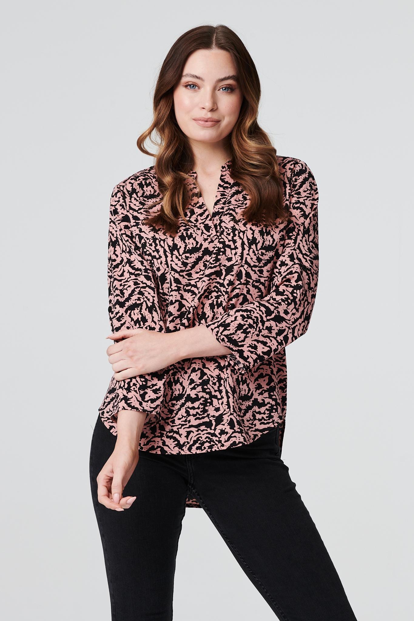 Pink | Animal Print 3/4 Sleeve Top