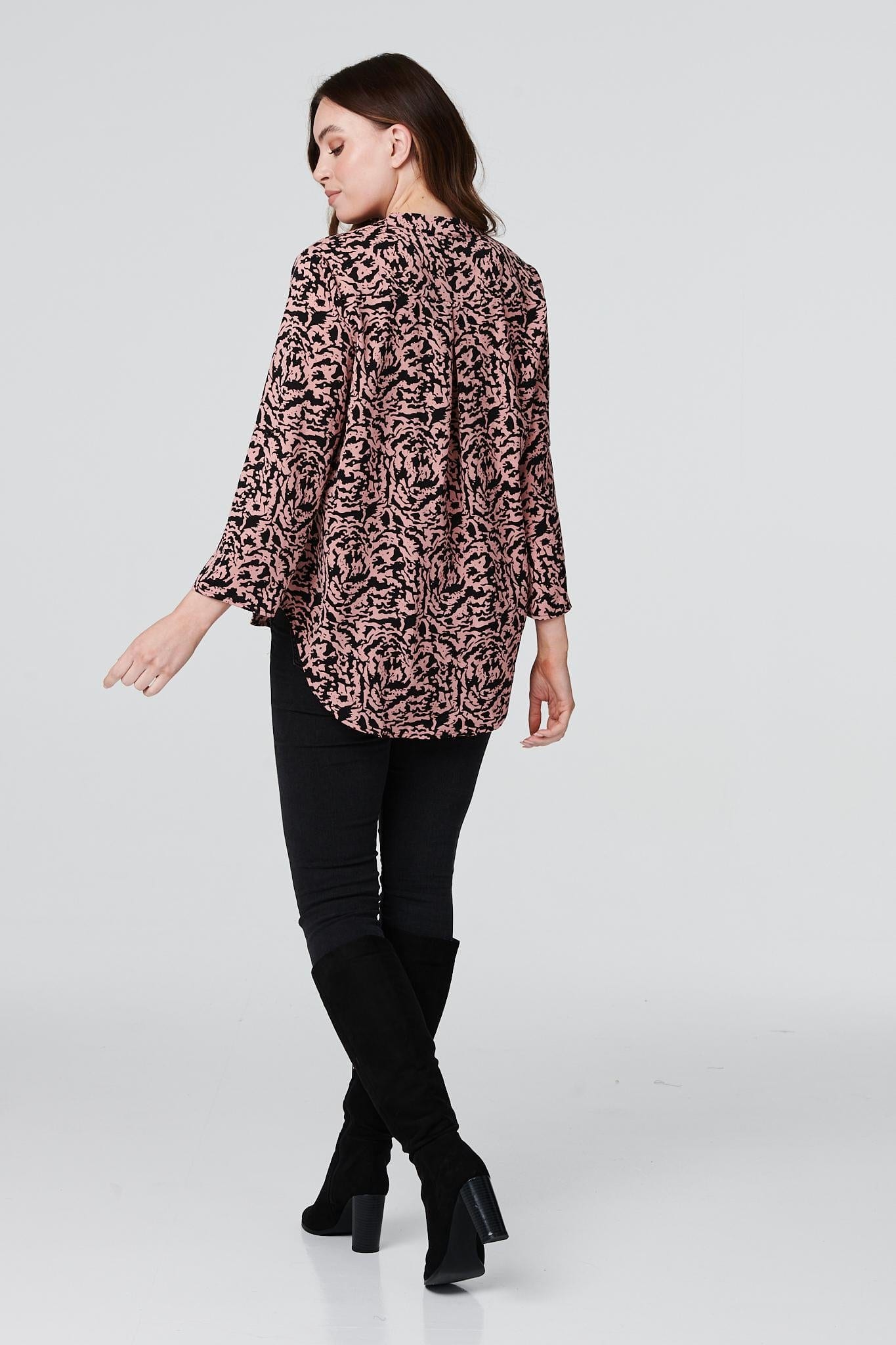 Pink | Animal Print 3/4 Sleeve Top