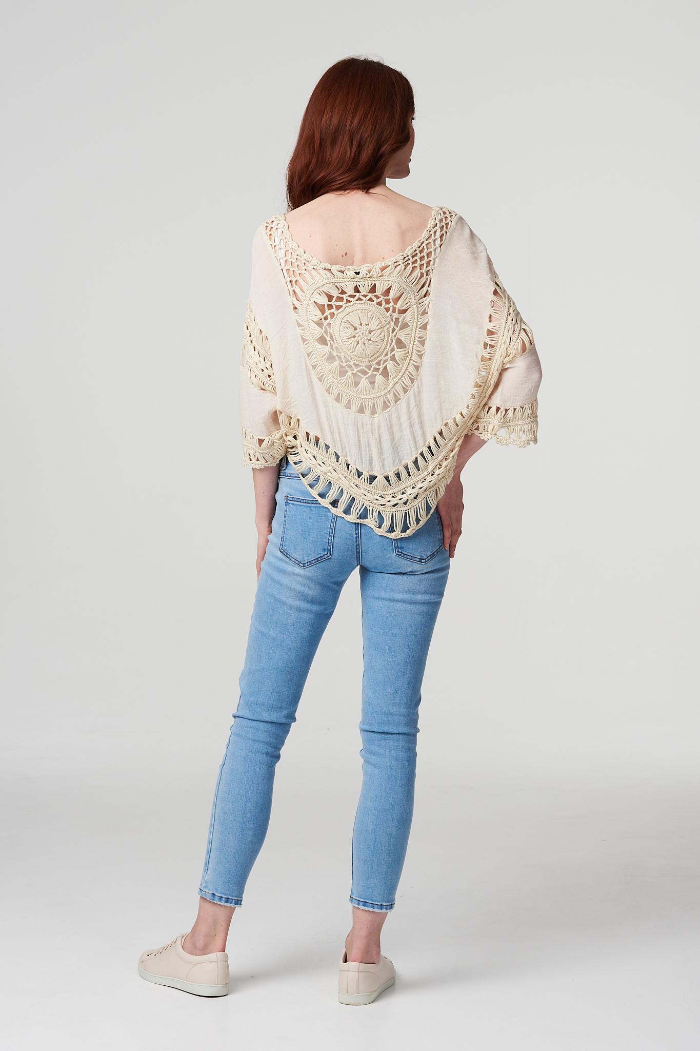 Cream | Crochet Oversized Blouse Top