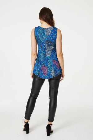 Blue | Peacock Print Sleeveless Top