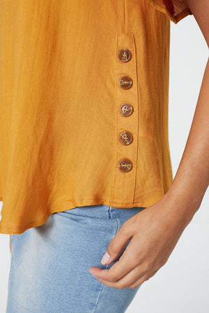 Yellow | Button Side Slouchy Top