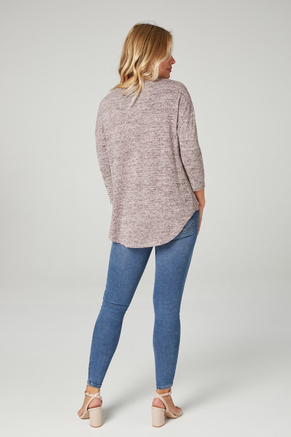 PINK | 3/4 Sleeve Slogan Print Jumper
