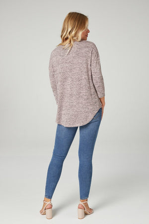 PINK | 3/4 Sleeve Slogan Print Jumper