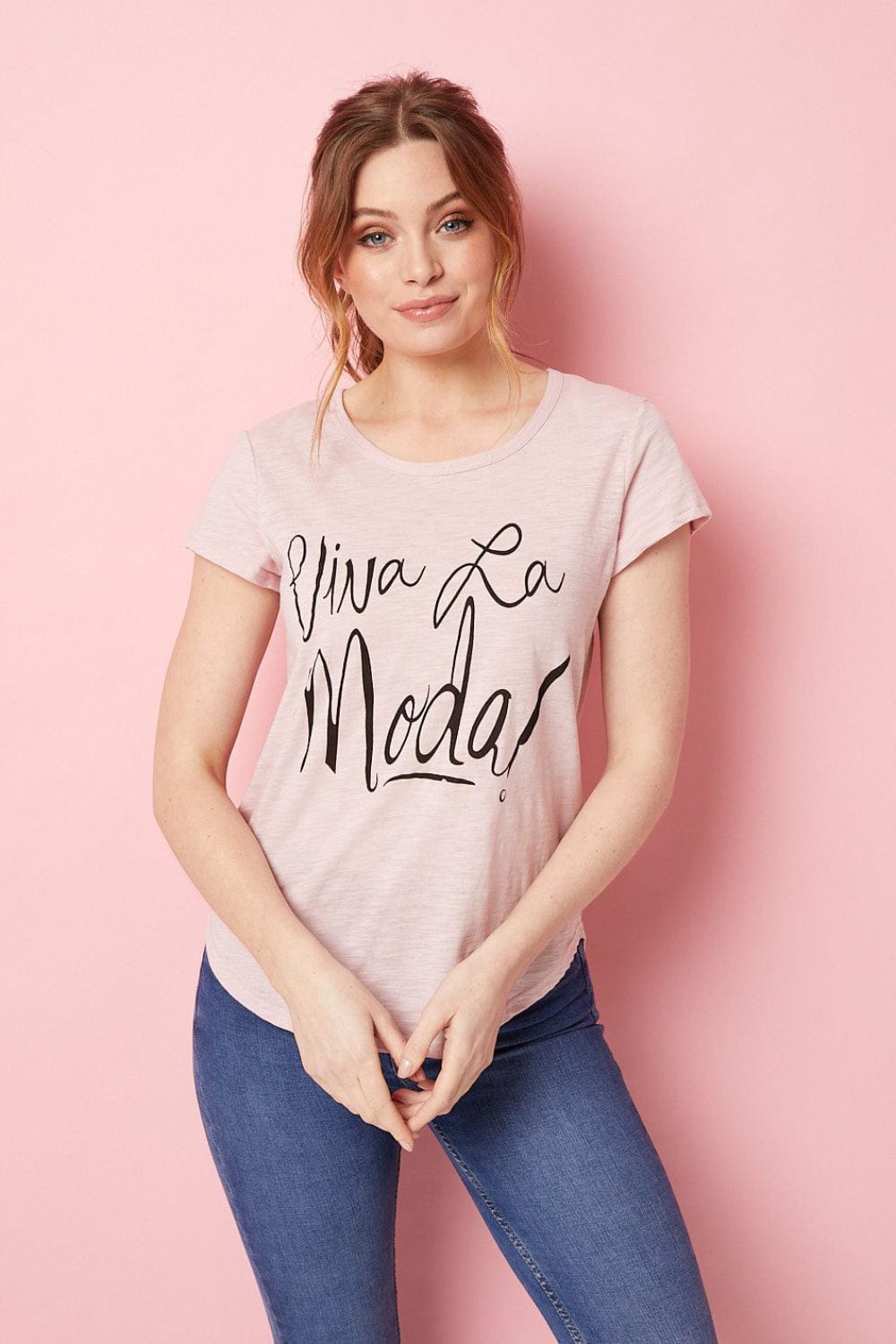 Pink | Viva La Moda Print Relaxed T-Shirt