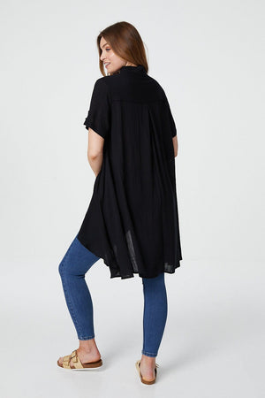 Black | High Low Button Front Shirt