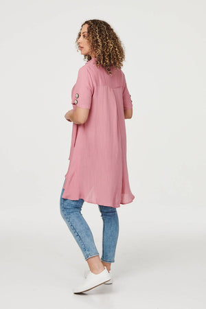 Pink | High Low Button Front Shirt