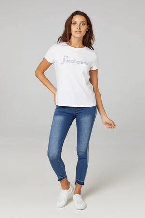 White | J'Adore Print Relaxed T-Shirt