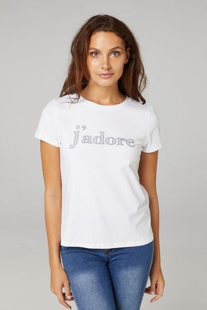 White | J'Adore Print Relaxed T-Shirt