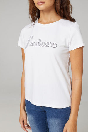 White | J'Adore Print Relaxed T-Shirt