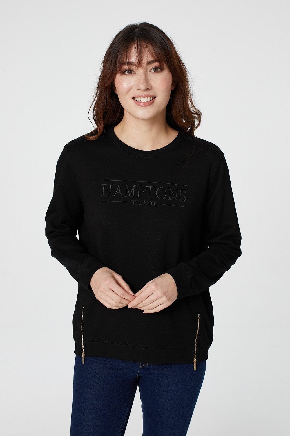 Black | Embroidered Long Sleeve Sweatshirt