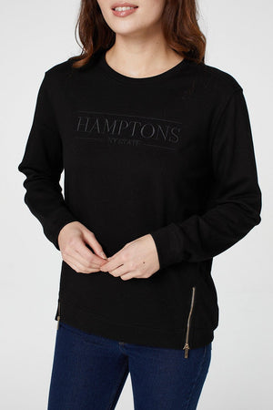 Black | Embroidered Long Sleeve Sweatshirt