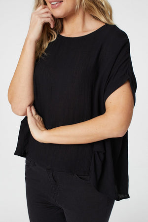 Black | Oversized Short Sleeve Top