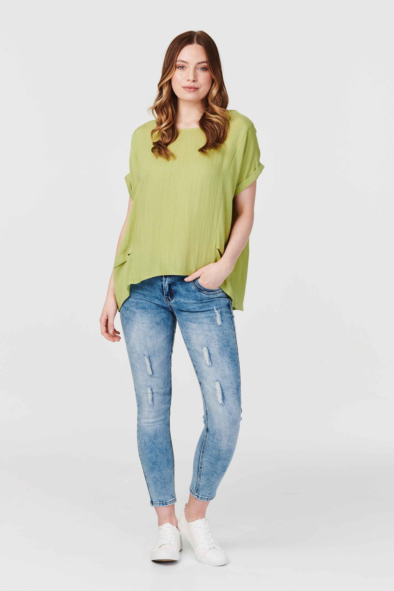 Green | Oversized Short Sleeve Top