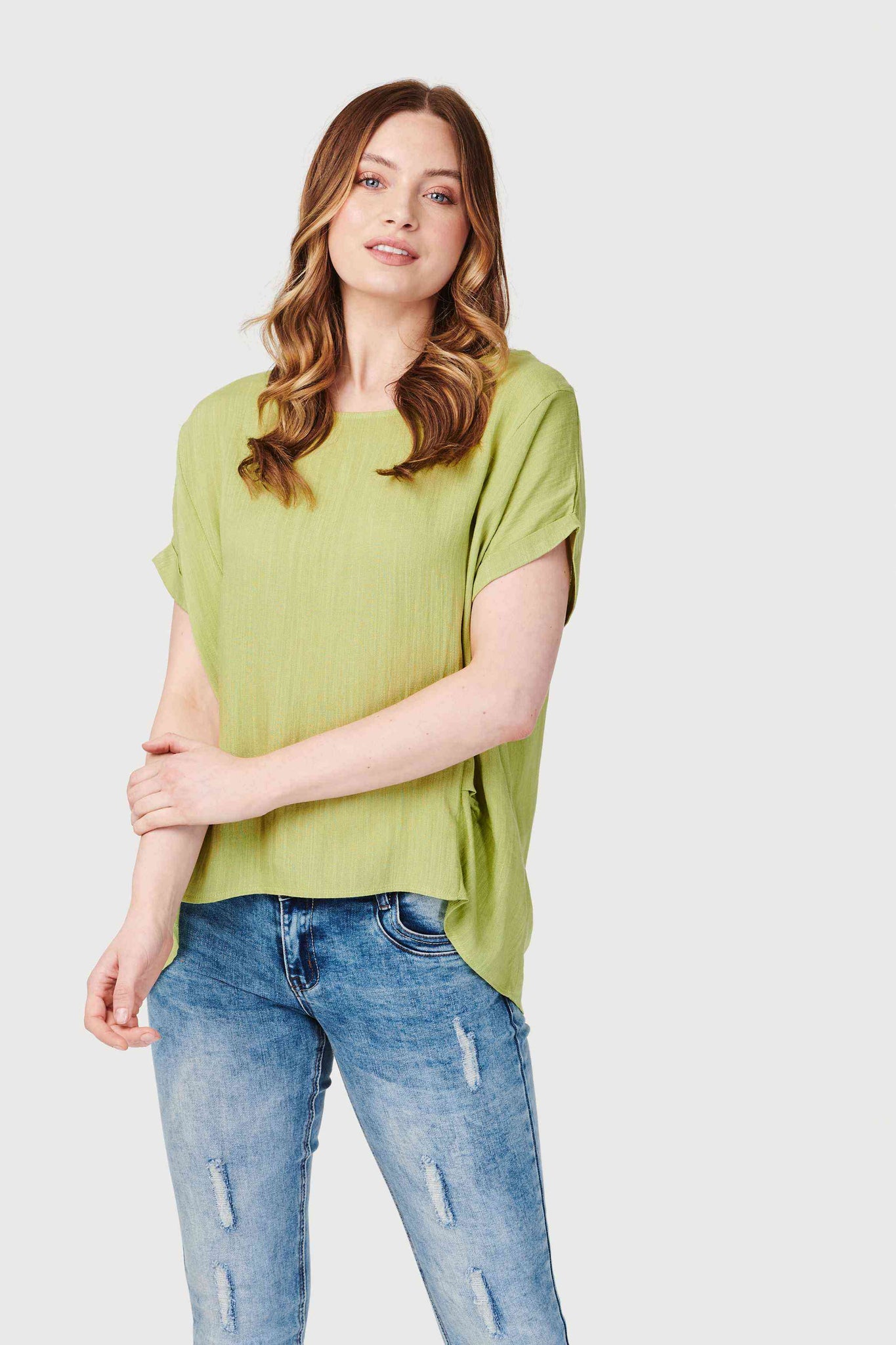 Green | Oversized Short Sleeve Top
