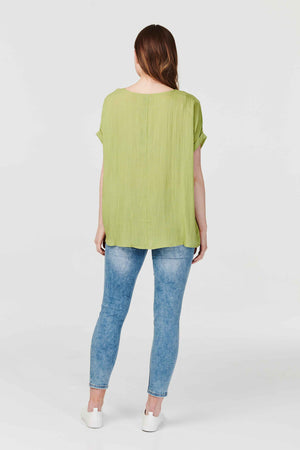 Green | Oversized Short Sleeve Top