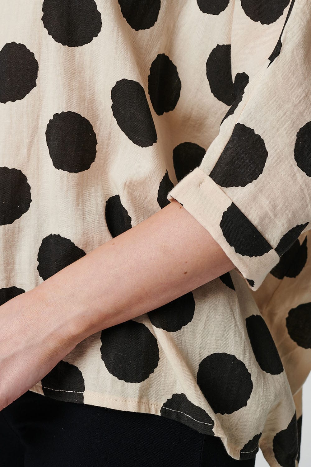 Beige | Polka Dot Oversized Batwing Top