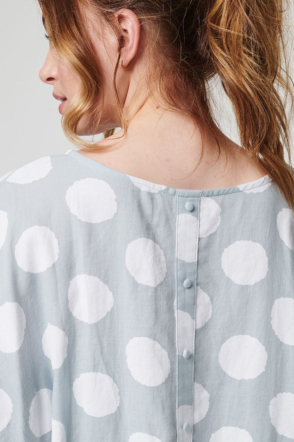 Light Blue | Polka Dot Oversized Batwing Top