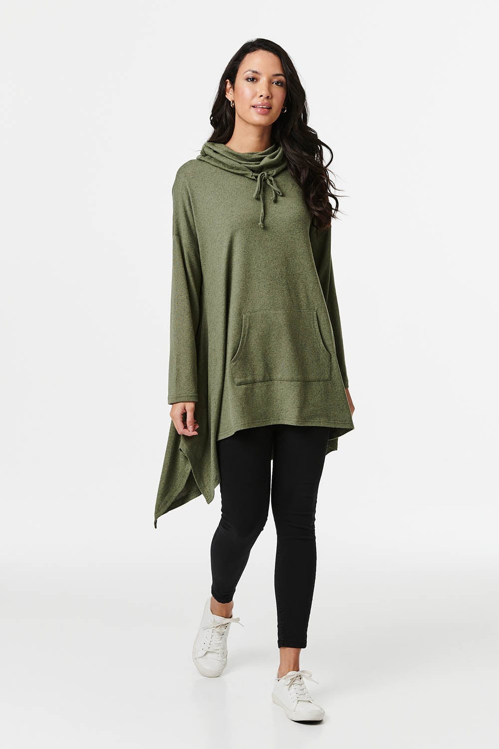 Khaki | Cowl Neck Oversized Jumper
