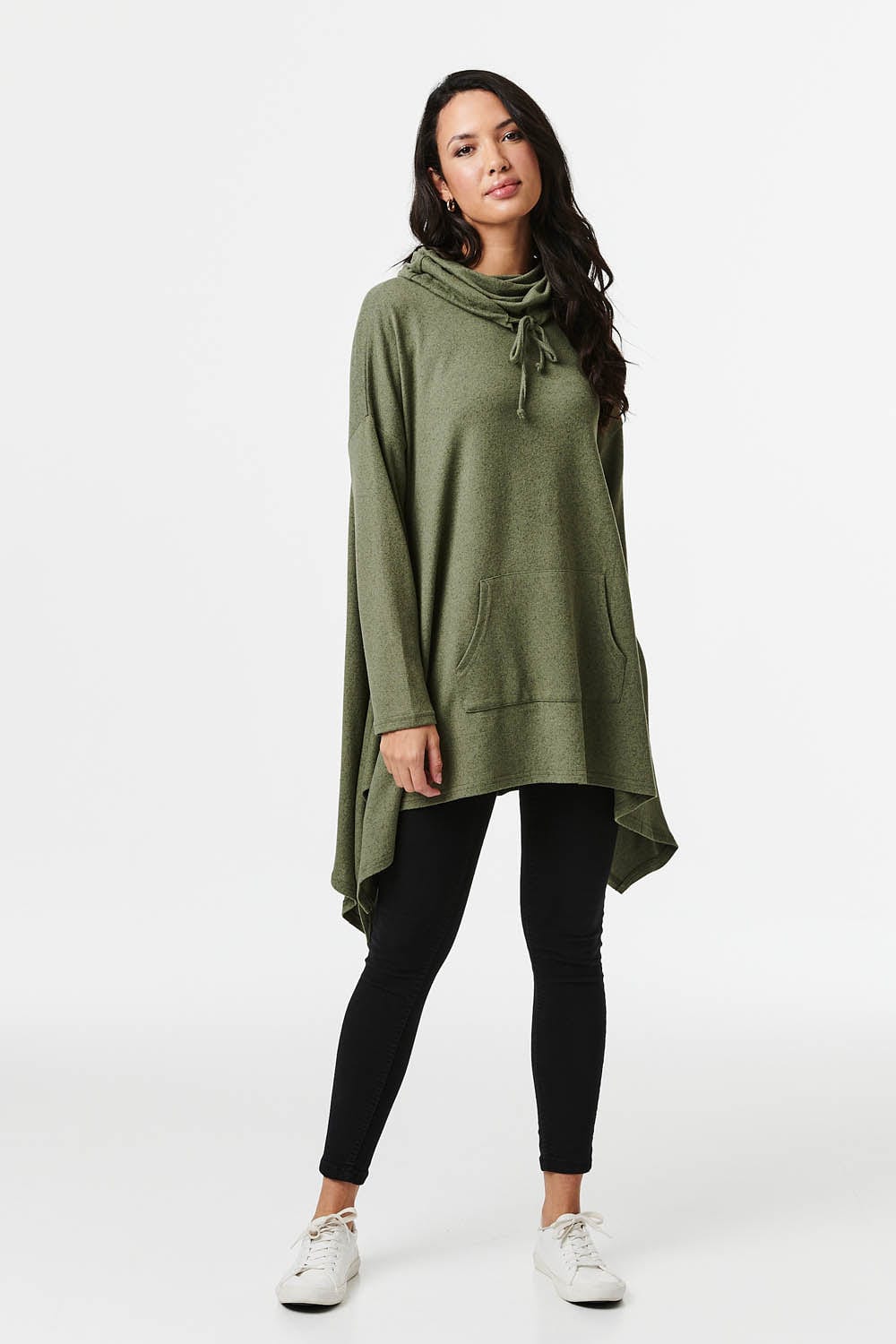 Khaki | Cowl Neck Oversized Jumper