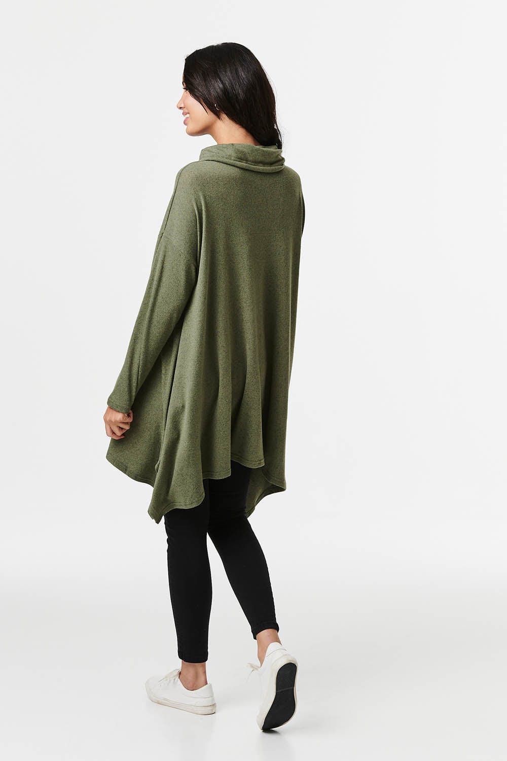 Khaki | Cowl Neck Oversized Jumper