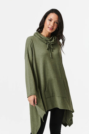 Khaki | Cowl Neck Oversized Jumper