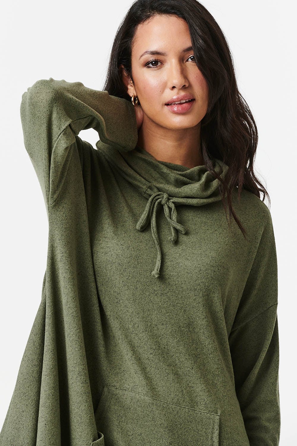 Khaki | Cowl Neck Oversized Jumper