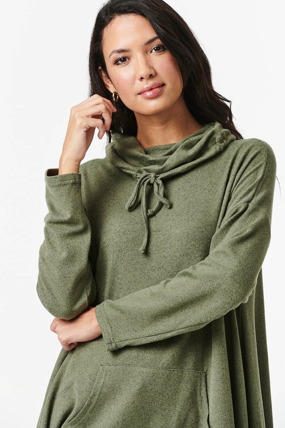 Khaki | Cowl Neck Oversized Jumper