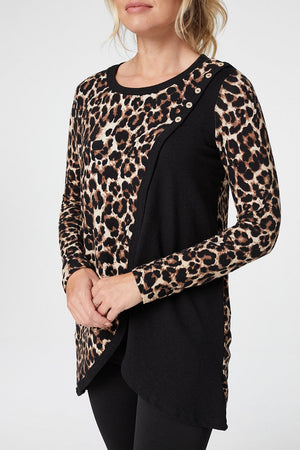 Beige | Animal Print Long Sleeve T-Shirt